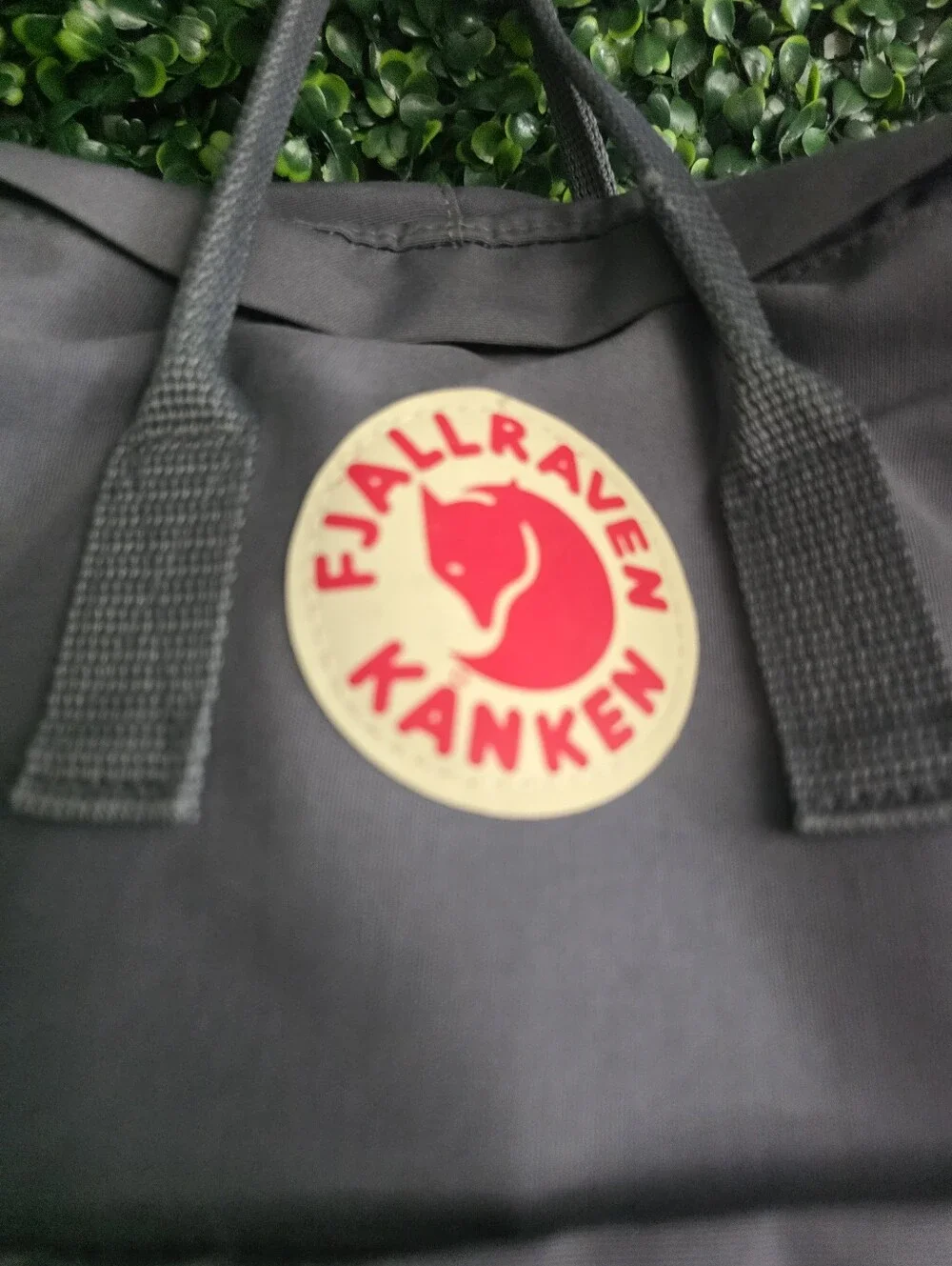 Fjallraven Kånken Backpack in Charcoal with Red Logo